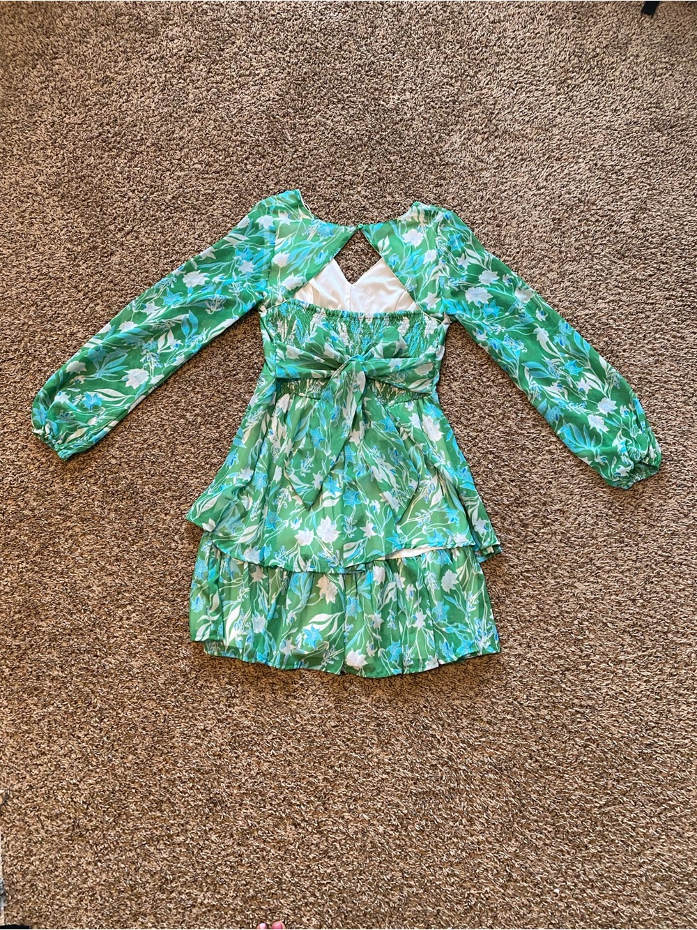 Jessica Simpson Green Floral Ruffle Sundress
